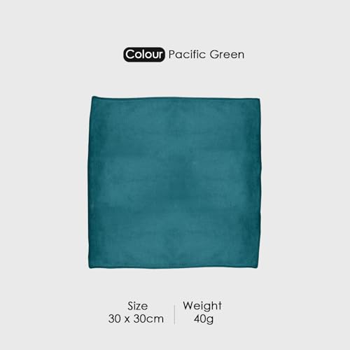 Image of HOUSSE Microfiber Face Towels | Ultra Absorbent, Odour-Free, Quick Dry 450 GSM Face Towel for Home, Gym, Travel, Running and Personal Use | 30x30 cm | Set of 4 in One Colour (Pacific Green, Pack of 4)