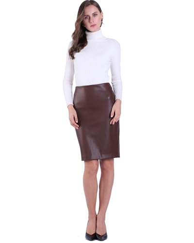 DIASHINY Faux Leather Skirt for Womens Pencil High Waist PU Bodycon Tight Sexy Skirts2