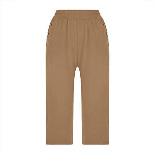 Ganfancp Capris For Women Casual Summer Fashion Lightweight Stretch Skimmer Pants Drawstring Capri Pant Plus Size Activewear #TOP5