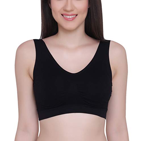 Image of GLAMORAS Women Nylon Elastane Lightly Padded Non Wired U Back Sports Bra | Seamless Stretchy Low Impact Yoga Workout Bra with Removable Pads - Size- Small to 4XL