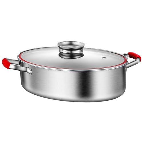 Olla ovalada de acero inoxidable 304 para pescado al vapor, olla multifunción para hervir, sartén frita, sartén de gran capacidad, ovalada de uso general