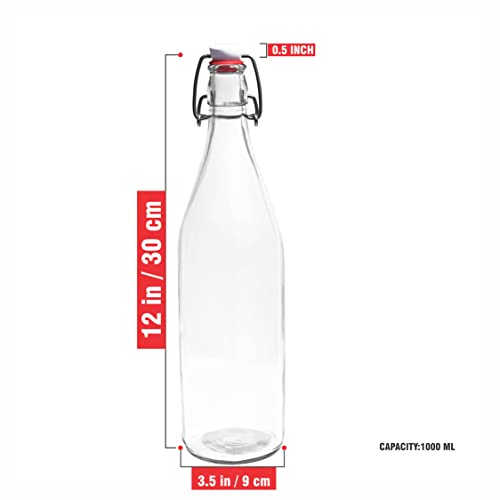 Image of Pure Source India Glass Water,Beer,Juice,Cold drinks Bottle With Steel Lock(Clear), 1000ml (1PCS)