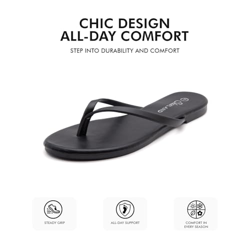 Shoe Land Flip Flops for Women – Memory Foam Flat Sandals with Vegan Leather | Lightweight Summer Slides for Beach, Travel & Everyday Wear | Non-Slip Comfort Sandals3