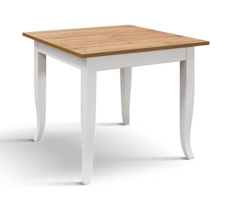 Vicentini arreda TAVOLO IN LEGNO FISSO SHABBY CHIC LACCATO BIANCO E NATURALE CUCINA BAR RISTORANTE (100x70)