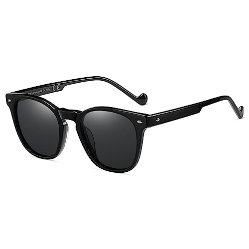 Shes Gafas De Sol Redondas Retro Para Mujer, Modernas, Polarizadas, Marco De Acetato De Moda Sh2109, Marco Negro, Lente Gris Shes Gafas De Sol Redondas Retro Para Mujer, Modernas, Polarizadas, Marco De Acetato De Moda Sh2109, Marco Negro, Lente Gris