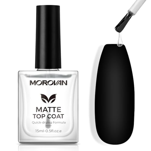 Morovan Matte Top Coat Nail Polish: Quick Dry No Chip Top Coat Long Lasting Air Dry Nail Polish Matt Effect Manicure Salon Quality 0.5 Fl Oz