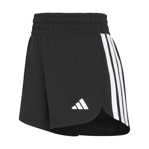 adidas Damen Pacer Workout Woven High Rise Shorts, Black/White, XL Long