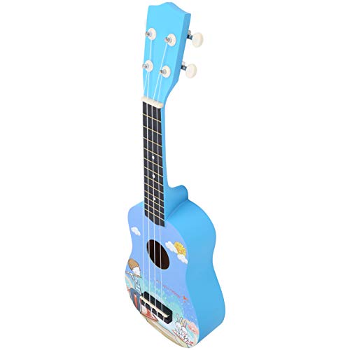 Ukulélé de 53,3 cm à motif de dessin animé 4 cordes en bois avec sac de transport pour enfants débutants (bleu) - Les Beatles, Paul McCartney, John Lennon, RIngo Starr, George Harrison Ukulélé de 53,3 cm à motif de dessin animé 4 cordes en bois avec sac de transport pour enfants débutants (bleu) – Image 5