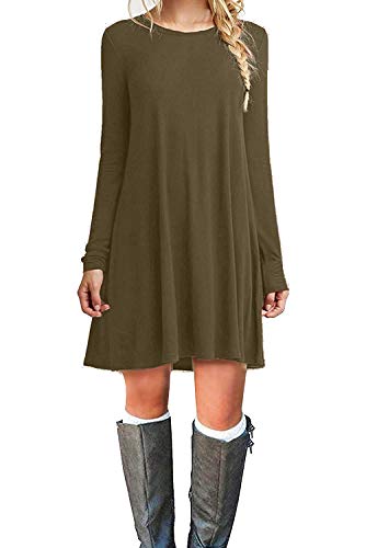 MOLERANI Women's Casual Plain Simple Long Sleeve T-Shirt Loose Dress