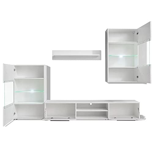 Mueble-de-Pared-Conjunto-de-Muebles-de-Salon-Mueble-TV-Modular-Centro-de-Entretenimiento-Colgante-Juego-de-Muebles-de-salon-5-Piezas-con-iluminacion-LED-Blanco