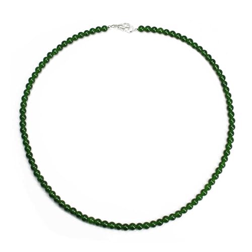 Handmade 4mm Natural Green Jade Bead Necklace, Sterling Silver or Gold Filled Clasp, Custom Length2