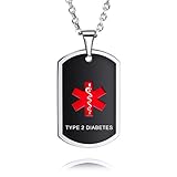 mowom medical alert dog tag collana con ciondolo id nome inciso personalizzato per donne uomini con 4 articoli: scheda di emergenza, manica, catena da 22 pollici, catena estensore da 2 pollici