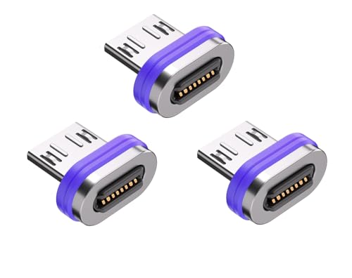 Magnetic Micro USB Charging Connector, Purple and Silver, 16 Pins, 18W Fast Charging, Micro Connectors, 3 Pcs