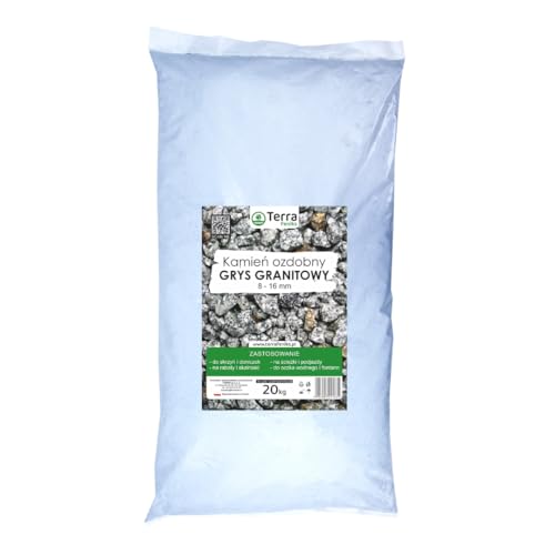 Feniks Granit Deko 20 kg (8-16mm) Splitt Grau | Ideal für die Gartengestaltung | Salz und Pfeffer Granit Naturstein | Splitt |Granitsplitt