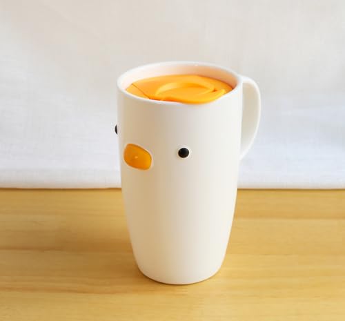 Taza de café con tapa PURROOM de cerámica blanca 580 ml miniatura 2