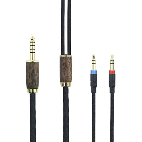 NewFantasia 4.4mm Balanced Cable 6N OCC Copper Silver Plated Cord Walnut Wood Shell Compatible with Hifiman Sundara, Ananda, Arya, HE400SE, HE4XX, HE-400i Headphone (2 x 3.5mm Version) Cover