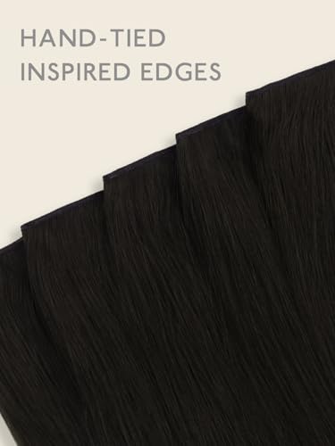 Image of WENNALIFE Genius Seamless Clip in Hair Extensions Real Human 18 inch 120g 7 Pcs Natural Black Hair Extensions Clip Ins Luxury Remy De Cabello Humano Straight Invisible Fuller Reusable