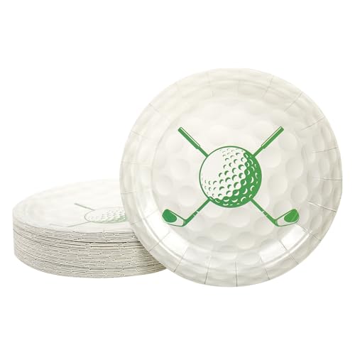 PUEVENYI 50PCS Golf Party Paper Plates - 7Inch Round Dessert Plates for Cake Fruit Salad Pizza Disposable Sport Themed Decoration Supplies for Golf Fan Sports Event Birthday Party