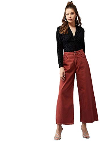 Image of KOTTY Womens High Rise Cotton & Lycra Flared Jeans