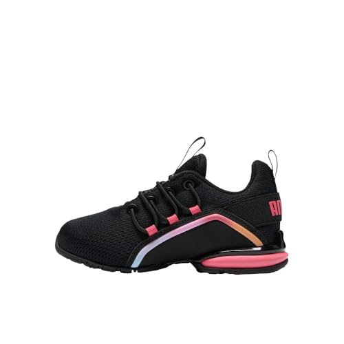 Image of PUMA Kids Boys Axelion Mesh Printed Fade Lace Up Sneakers Shoes Casual - Black, White