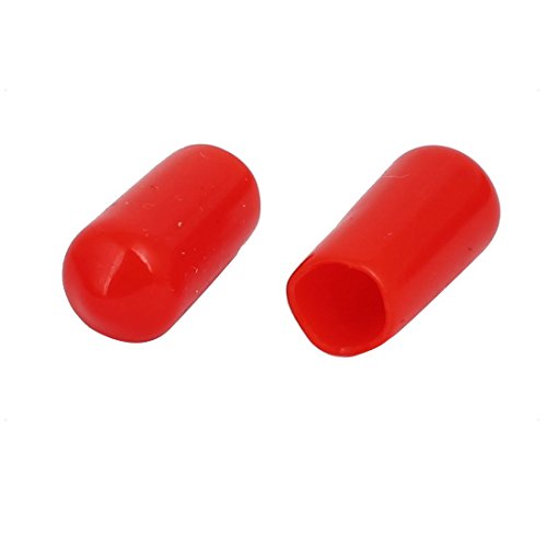 Aexit 7mm Inner Cord Management Dia Rubber Insulated End Cap Screw Thread Protector Cover Cable Sleeves Red 100pcs