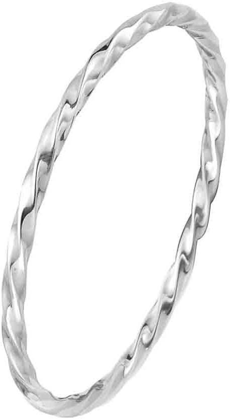 Ritastephens Sterling Silver Twisted Stackable Slip On Bangle Bracelet 8 Inches