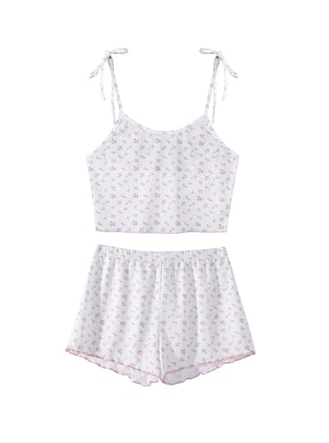 Hilinker Women's Graphic 2 Piece Pajama Set Summer Cute Crop Cami...