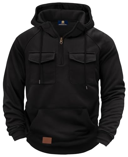 Herberton Men's Casual Athletic Hoodie Cozy Streetwear Pullover Tactical Cargo