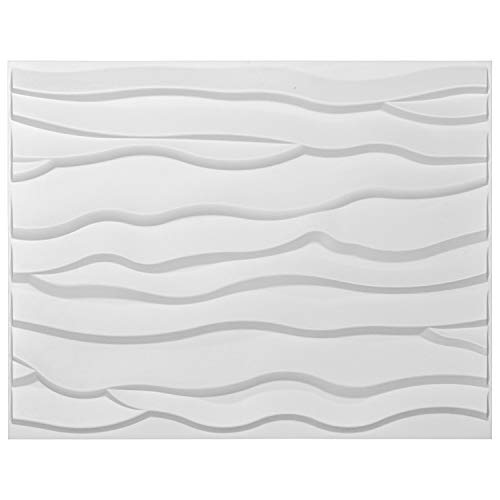 Art3d 31.5'x24.6' (Pack of 6) Wall Panel Wave, White