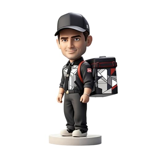 Carrinho de entrega personalizado com mochila geométrica | Estatueta personalizada | Presente para ciclistas e entregadores de comida