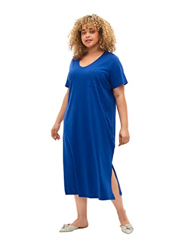 Zizzi Damen Große Größen Kleid Baumwolle Kurze Ärmel Gr 50-52 Surf The...