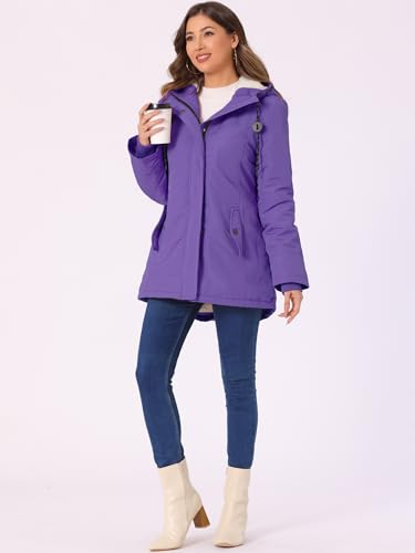 Allegra K Women's Parka Coat Tie Waist Pockets Faux Fur Hooded Jackets2