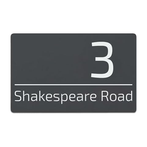 KreateSquare Personalised house numbers plaques, 200 x 130 MM Grey Aluminium House Sign, Engraved Address Plaques for Homes, Front Door Signs, Wall Mounted Name Plates Cover