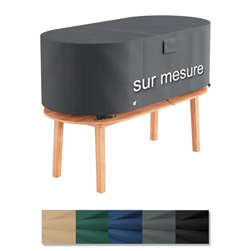 Epic Tube Couverture Ovale sur Mesure pour Objets Ronds Ø, circulaires (par ex. Table, Jacuzzi, Piscine), Oxford 600D, étanche avec Coutures scellées, Accessoire...