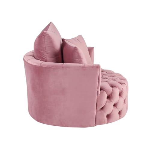 Sillón giratorio de terciopelo rosa compacto miniatura 4