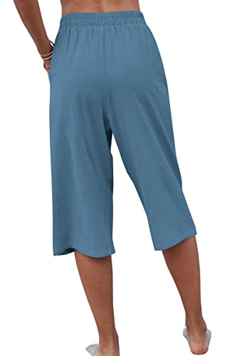 Image of Veatzaer Women's Elastic Waist 3 /4 Capri Harem Pants with Pockets Casual Loose Solid Yoga Trousers S-XXL