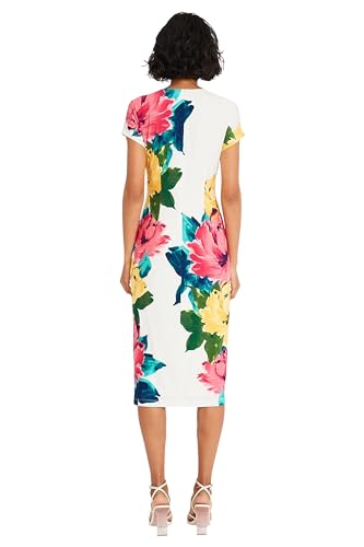 Maggy London Women's Placement Print Matte Jersey Midi Sheath Career Office Workwear Event Occasion Guest of3