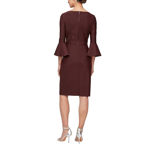 Image of Alex Evenings Women's Slimming Short Sheath 3 /4 Sleeve Cocktail Dress, Wedding Guest
