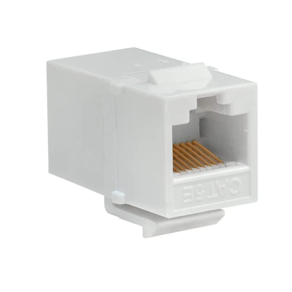 Cmple - Cat5e Inline Coupler Type Keystone Jack, Female to Female RJ45 Inline Coupler for Computer Networks, Laptops, Monitors - White