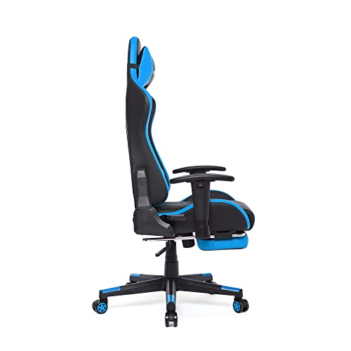 Sedia da Gaming Ergonomica, Poltrona Racing con Poggiatesta e Supporto Lombare, Sedia per Computer con Poggiapiedi (Blu) - Sedia gaming - Immagine 7
