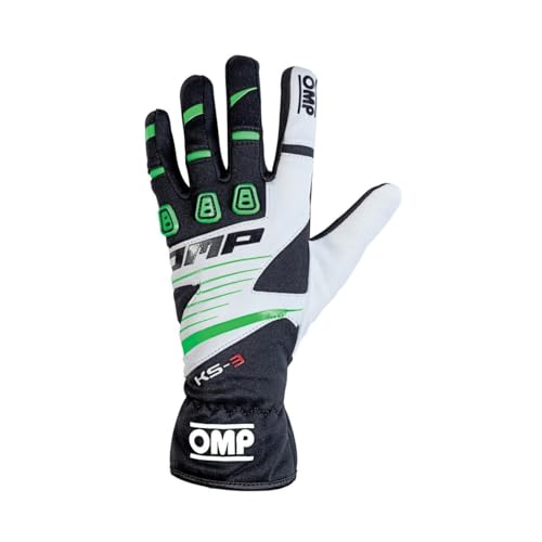 OMP KK02743E270XXS Gants de karting vert noir blanc