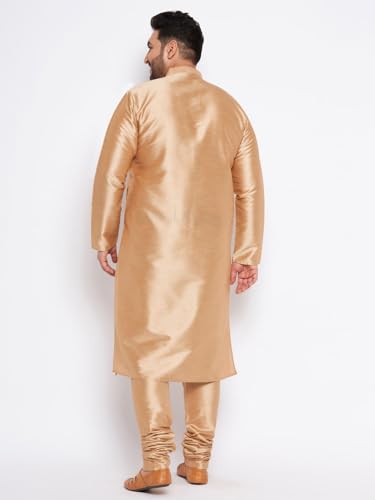 Image of Vastramay Plus Men's White Silk Blend Kurta Pyjama Set VPLUSMKWH001nPBL 44 | Independence Day