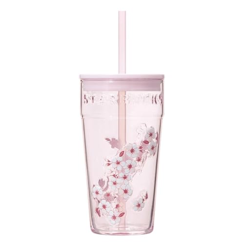 Starbucks SAKURA 2026 Glass Tumbler Pink 473ml with Straw