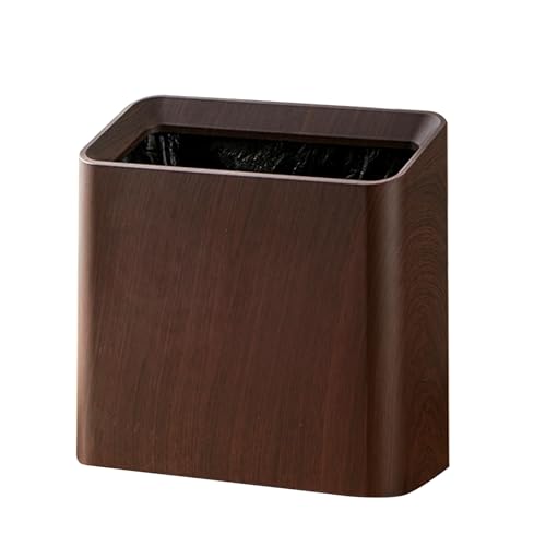 ETRAVEL ゴミ箱 おしゃれ 12L ダストボックス 北欧 模造木製 スリム ゴミ箱 袋が見えない 角型 キッチン リビング 洗面所 オフィス (褐色)