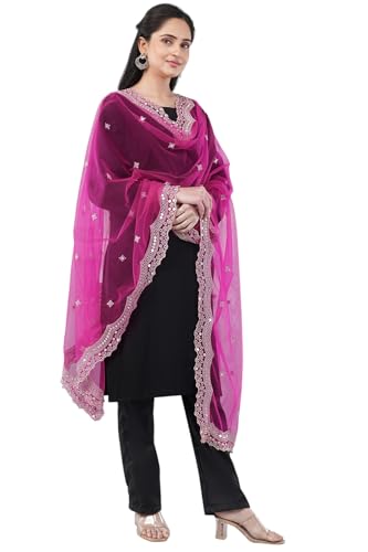 Scalloped Cutwork Net Dupatta, Lightweight and Sheer Shawl, Scarf, Wrap