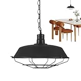 Industrial Pendant Lamp Shade - Vintage Decorative Metal Lighting Cover, Rustic Farmhouse Chandelier Style, Easy Install Design for Apartments Kitchens Living Rooms, Home Decor, 14.17x8.66 Inch