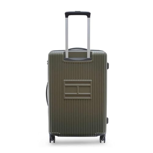 Image of Tommy Hilfiger Medium Hard Luggage Empire X - Olive | Check-in Trolley Bag with TSA Lock | 360 Spinner Double Wheels | Telescopic Handle | Polycarbonate Shell Suitcase | 68cm | 63L Capacity