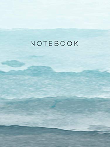 Notebook: Watercolor blue stripes notebook lined paper 8.25 x 11 - 100 pages