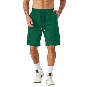 Shorts Herren Sommer Cargo Shorts Mit Taschen Leicht Freizeithose Elastische Taille Sporthose Cargohose Gym Sommershorts Lose Strandhose Cargohose Herren 3 4 Hoch Taillierte Workwear