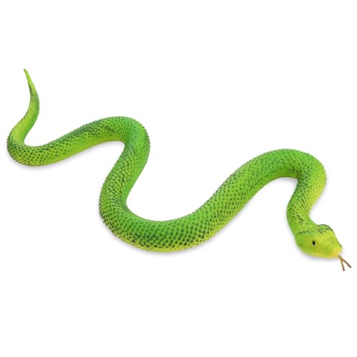 cobee Figuras de Serpiente elástica de Goma, Figura Realista de Animales de Reptil, Serpiente de la Selva Tropical, Modelo de pitón, Accesorios de jardín para decoración de Halloween (Verde)